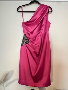eliza j purple one shoulder dress Eliza J Women's One Shoulder Dress - Pink - Size 4